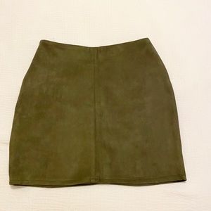Missguided Olive Green Suede Skirt